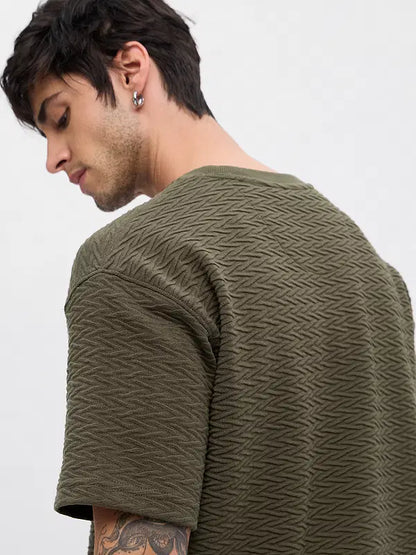 Textured T-Shirt: Olive