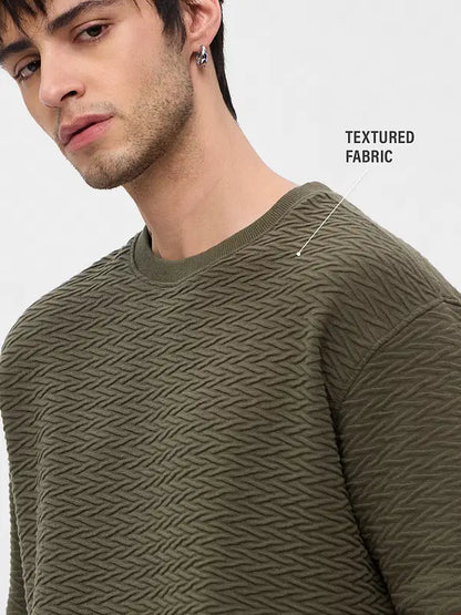 Textured T-Shirt: Olive