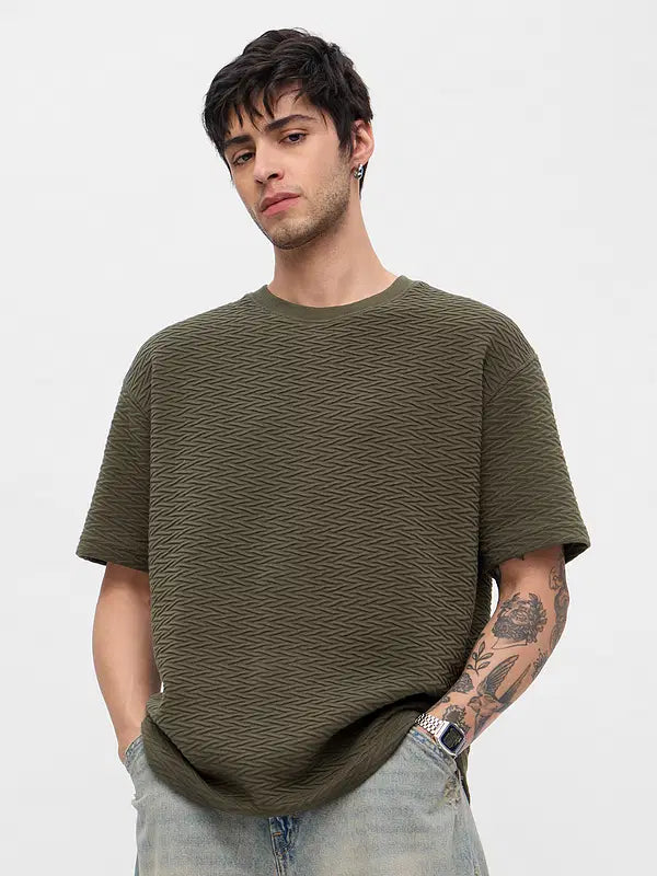 Textured T-Shirt: Olive