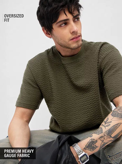 Textured T-Shirt: Olive